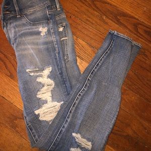 American eagle super high rise ripped jegging